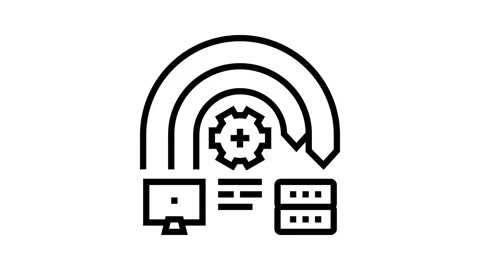 Ping of death attack line icon animation Stock Footage 224362130