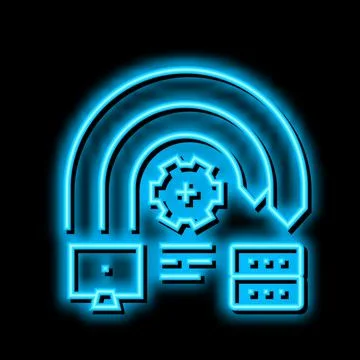 Ping of death attack neon glow icon illustration Stock Illustration