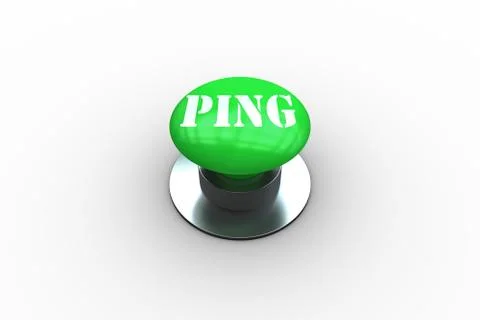 Ping on digitally generated green push button Stock Illustration