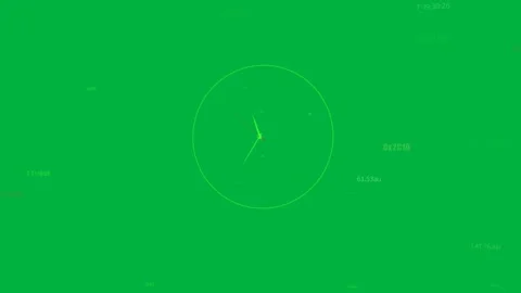 On ping, HUD reticle rotating, red pointer swinging, yellow blips orbiting to Stockbeeldmateriaal 333971840