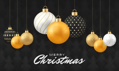 Ping pong ball Elegant Stylized Christmas Ornaments Hanging on Black Backgr.. Stock Illustration