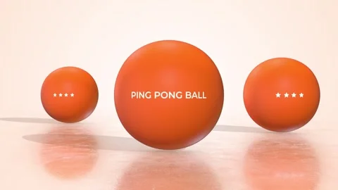 Ping Pong Balls on a Light Reflective Floor. Table Tennis Ball 3D Animation. 4K Stock Footage 304115349