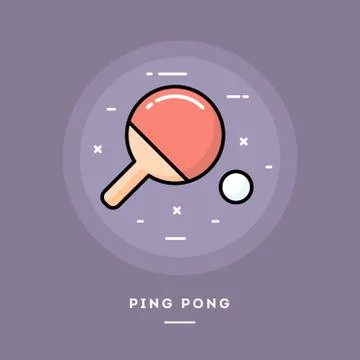 Ping pong, flat design thin line banner, vector illustration Illustrazione stock