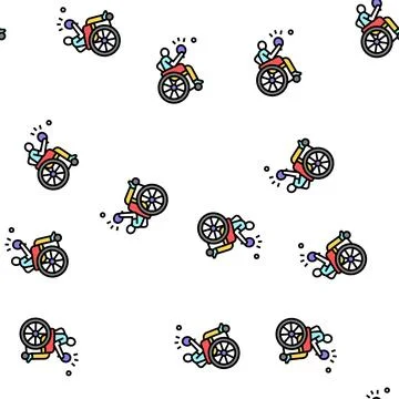 Ping pong handicapped athlete vector seamless pattern Illustrazione stock