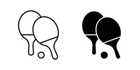 Ping pong icon collection in black, Line icons, flat symbols Stock Illustration