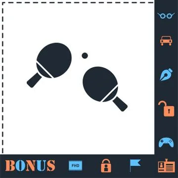 Ping pong icon flat Stock Illustration