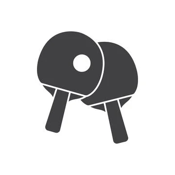 Ping pong icon in flat style. Racket and ball vector illustration on isolat.. Stock Illustration
