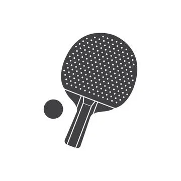 Ping pong icon in flat style. Racket and ball vector illustration on isolat.. Stock Illustration