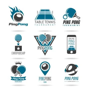 Ping pong icon set  Stock Illustration