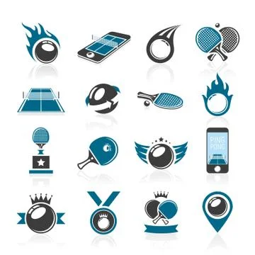 Ping pong icon set Stock Illustration