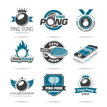 Ping pong icon set  Stock Illustration