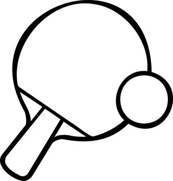 Ping pong paddle and ball line icon Stock Illustration