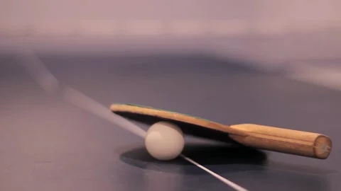 Ping Pong Paddle Rack Focus Stock Footage 345108227