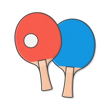 Ping Pong Paddles With Ball Vector Icon Illustration. Table Tennis Flat Icon Stock Illustration