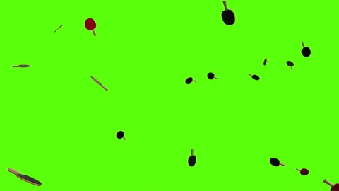 Ping pong paddles exploding over green screen. Ping pong racket explosion Video stock 239124933
