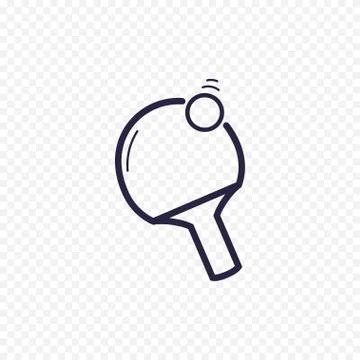 Ping pong racket and ball line icon. Sport game thin linear signs. Outline Stock Illustration