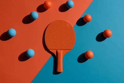 Ping pong racket and balls Stock Photos