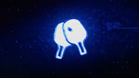 Ping Pong, racket, table tennis Symbol Digital Pixel Noise Error Animation. Stock Footage 116025400
