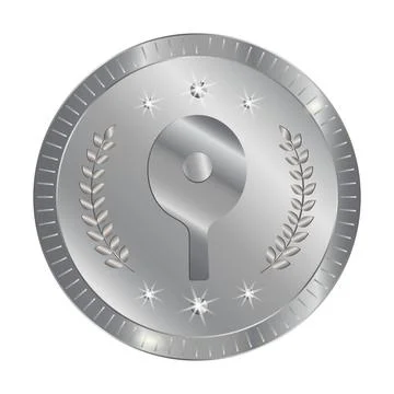 Ping pong. Silver medal for second place. Stock Illustration