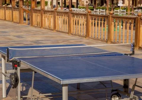 Ping pong table empty outside Stock Photos