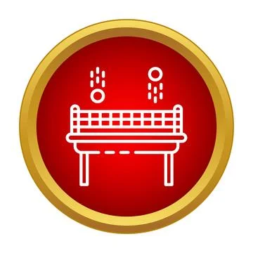 Ping pong table net outline icon round emblem Stock Illustration
