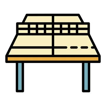 Ping pong table perspective icon color outline vector Stock Illustration