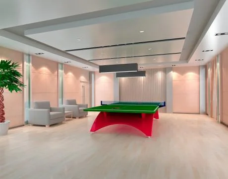 Ping pong table in room, 3d render Illustrazione stock