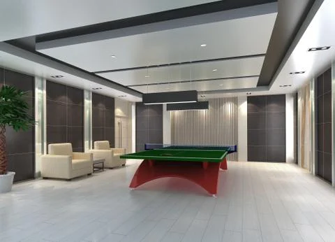 Ping pong table in room, 3d render Stock Illustration