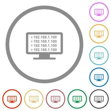 Ping remote computer flat icons with outlines Illustrazione stock