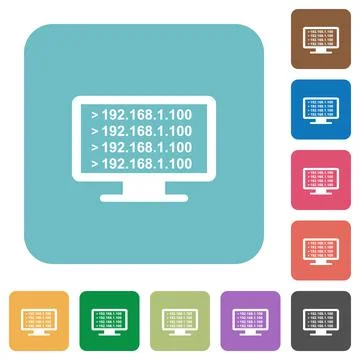 Ping remote computer rounded square flat icons Stock Illustration
