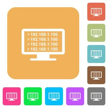 Ping remote computer rounded square flat icons Stock Illustration