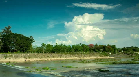 Ping river with cloud and sky.mp4 Stock Footage 38016319
