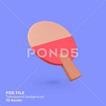Pingpong bat isolated 3d render icon illustration Plantilla PSD