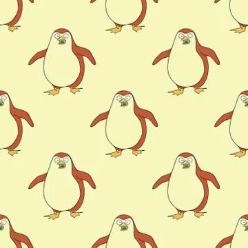 Pinguin walking seamless pattern Stock Illustration