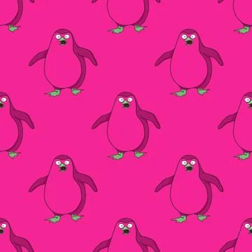 Pinguin walking seamless pattern Stock Illustration