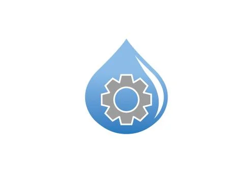 Pinion gear inside a drop of water for logo design Stock Illustration
