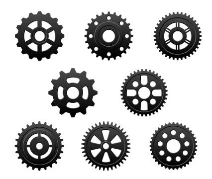 Pinions and gears set Stock Illustration