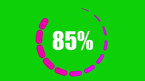 A pink 100% progress indicator circle on greenscreen animated chromakey. Stock Footage 320990210