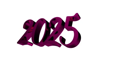 Pink 3D 2025 text on white festive background, Christmas and new year celeb.. Stock Footage 292945621