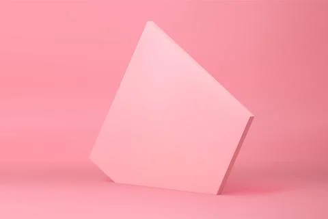 Pink 3d abstract pentagonal isometric wall mock up for cosmetic product sho.. イラスト素材