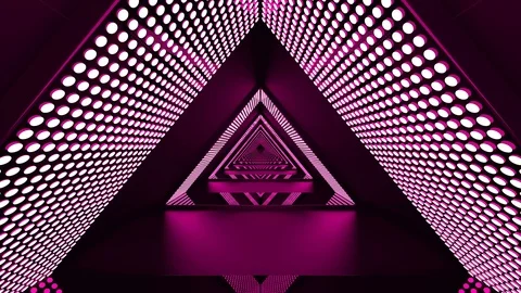 Pink 3d animation abstract loop futuristic triangle tunnel Stock Footage 108588697