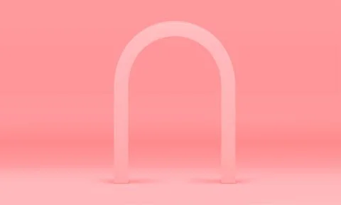 Pink 3d arch elegant modern curved geometric shape promo interior studio ba.. Ilustración de archivo