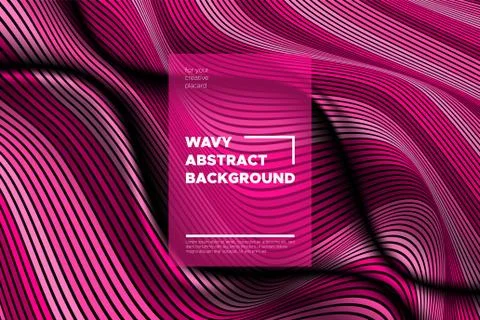 Pink 3d Background with Wave Stripes. Distortion of Space. Trendy Abstract Po Stock Illustration