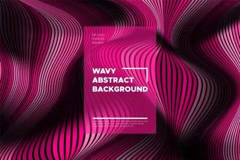 Pink 3d Background with Wave Stripes. Distortion of Space. Trendy Abstract Po Stock Illustration