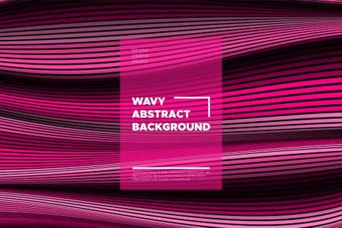 Pink 3d Background with Wave Stripes. Distortion of Space. Trendy Abstract Po Illustrazione stock
