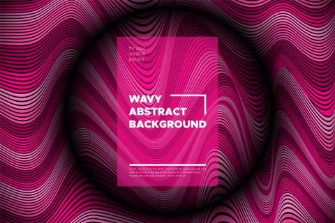 Pink 3d Background with Wave Stripes. Distortion of Space. Trendy Abstract Po Stock Illustration