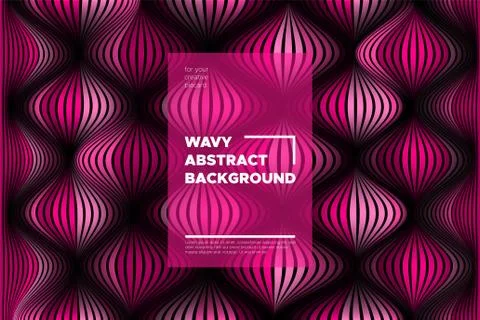 Pink 3d Background with Wave Stripes. Distortion of Space. Trendy Abstract Po Stock Illustration