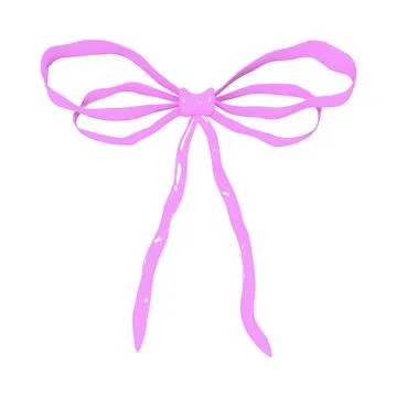 Pink 3D bow with plastic effect. Bow in cute doll style. Vector illustration Stock Illustration