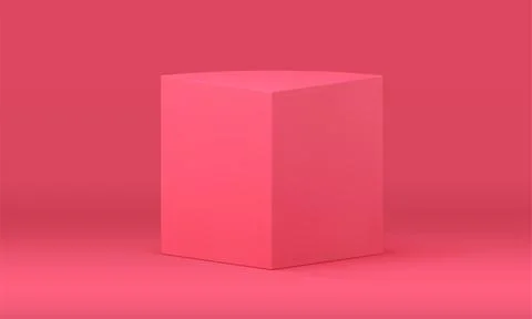 Pink 3d box rectangle podium geometric form for product promo presentation .. Stock Illustration