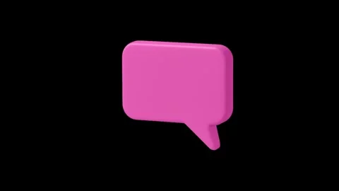 Pink 3D Chat Bubble Animation on Black Background. A smooth animation of a pink Stock Footage 320417483